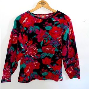 Vintage Italian Wool/Rabbit Fur Floral Sweater